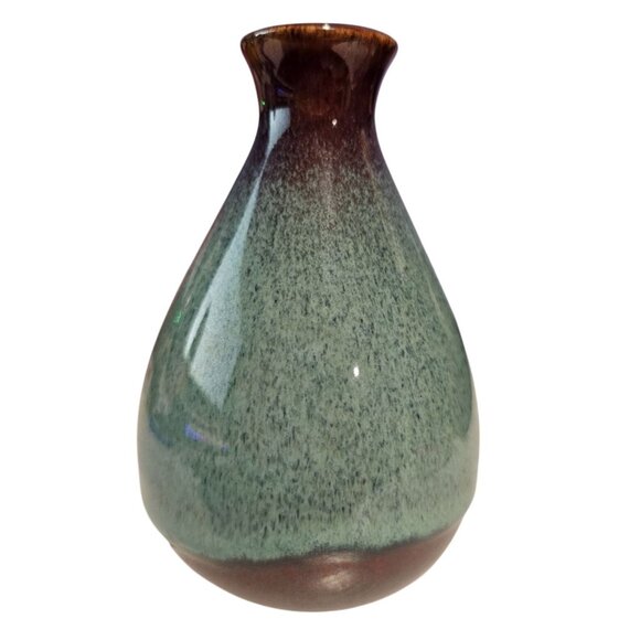 Pottery Ceramic Decorative Vase Speckled Design Handcrafted Green Brown Decor - Picture 3 of 5